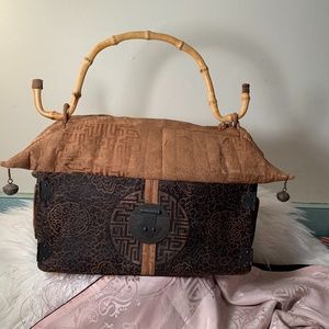 Ritz Carlton Shanghai Textile Handbag. Bamboo Handle. NWOT. Mother's Day! Grad!